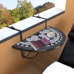 Vidaxl table suspendue de balcon noir et blanc mosa�que