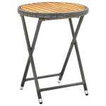 Vidaxl table a th� gris 60 cm r�sine tress�e et bois d'acacia solide