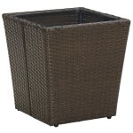 Vidaxl table a th marron 41, 5x41, 5x44 cm rsine tresse verre tremp