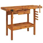 Vidaxl Ãâ‰tabli avec tiroir et étaux 124x52x83 cm bois massif d'acacia Vidaxl Ãâ‰tabli avec tiroir et étaux 124x52x83 cm bois massif d'acacia