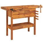 Vidaxl Ãâ‰tabli avec tiroirs et étaux 124x52x83 cm bois massif d'acacia Vidaxl Ãâ‰tabli avec tiroirs et étaux 124x52x83 cm bois massif d'acacia