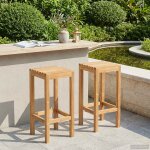 Vidaxl tabouret de bar 2 pcs marron bois de teck massif
