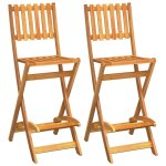 Vidaxl tabourets de bar d'ext�rieur pliants 2 pcs bois massif d'acacia