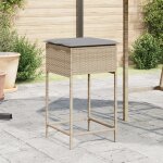 Vidaxl tabourets de bar jardin avec coussins lot de 2 beige poly rotin