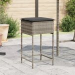 Vidaxl tabourets de bar jardin coussins lot de 2 gris rsine tresse