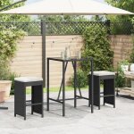 Vidaxl tabourets de bar jardin coussins lot de 2 noir rsine tresse