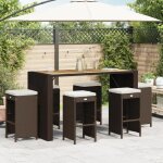 Vidaxl tabourets de bar jardin coussins lot de 6 marron résine tressée Vidaxl tabourets de bar jardin coussins lot de 6 marron résine tressée