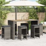 Vidaxl tabourets de bar de jardin et coussins lot de 6 r�sine tress�e