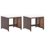 Vidaxl tabourets de jardin lot de 2 et coussins r�sine tress�e marron