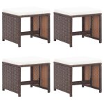 Vidaxl tabourets de jardin lot de 4 et coussins rsine tresse marron