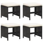 Vidaxl tabourets de jardin 4 pcs avec coussins rsine tresse noir