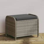 Vidaxl tabouret de jardin avec coussin gris 58x46x46 cm r�sine tress�e