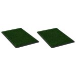 Vidaxl tapis pour animaux 2 pcs avec plateau et gazon artificiel vert