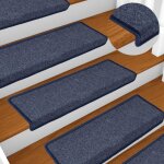 Vidaxl tapis d'escalier 15 pcs 65x25 cm gris et bleu