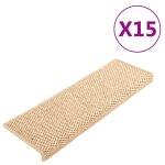 Vidaxl tapis d'escalier autocollants 15 pcs 65x25 cm beige clair