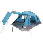 Vidaxl tente cabane avec toit bleu 12 - personnes polyester et acier
