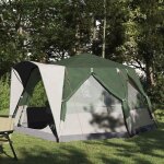 Vidaxl tente cabane avec toit vert et blanc 333 x 317 x 194 cm