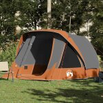 Vidaxl tente de cabine familiale 6 personnes gris orange impermable