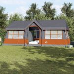 Vidaxl tente de camping avec fentres grise et orange, pour 12 personnes, etanche