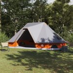 Vidaxl tente familiale tipi - gris et orange, 10 personnes, etanche