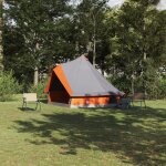 Vidaxl tente familiale tipi grise et orange pour 8 personnes imperméable Vidaxl tente familiale tipi grise et orange pour 8 personnes imperméable