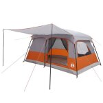 Vidaxl tente familiale avec toit gris et orange 420 x 305 x 200 cm