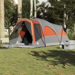 Vidaxl tente familiale tunnel 8 personnes gris et orange impermable