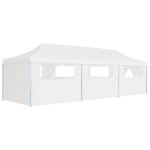 Vidaxl tente de rception escamotable avec 8 parois 3 x 9 m blanc