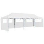 Vidaxl tente de rception escamotable pliable avec 5 parois 3x9m blanc