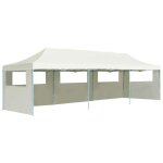 Vidaxl tente de rception pliable avec 5 parois 3x9 m blanc cass