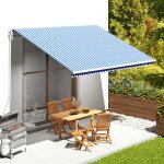 Vidaxl tissu de remplacement pour auvent bleu et blanc 4, 5x3, 5 m