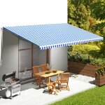 Vidaxl tissu de remplacement pour auvent bleu et blanc 6x3, 5 m
