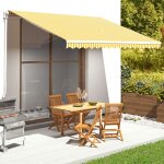 Vidaxl tissu de remplacement pour auvent jaune et blanc 4x3, 5 m
