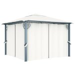 Vidaxl tonnelle avec rideau 300x300 cm crme aluminium