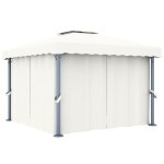 Vidaxl tonnelle avec rideau 3x3 m blanc crème aluminium Vidaxl tonnelle avec rideau 3x3 m blanc crème aluminium
