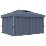 Vidaxl tonnelle avec rideau 4x3 m anthracite aluminium