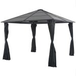 Vidaxl tonnelle avec rideau aluminium 3x3 m noir