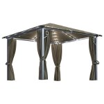 Vidaxl tonnelle avec rideau et lumires led 3x3 m taupe aluminium