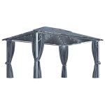 Vidaxl tonnelle avec rideau et lumires led 4x3 m anthracite aluminium