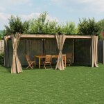 Vidaxl tonnelle avec rideaux taupe 6x3 m acier