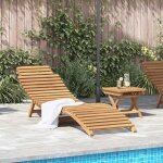 Vidaxl transat 2 pcs marron bois de teck massif