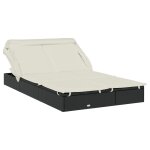 Vidaxl transat 2 places avec toit pliable noir 213x118x97 cm