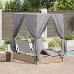Vidaxl transat double ensemble de 2 beige et gris clair poly rattan