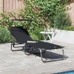 Vidaxl transat pliant avec auvent en tissu oxford 600d noir Vidaxl transat pliant avec auvent en tissu oxford 600d noir