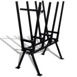 Vidaxl trteau enduit de poudre noir pour travail en bois