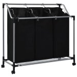 Vidaxl trieuse à linge avec 3 sacs noir acier Vidaxl trieuse à linge avec 3 sacs noir acier