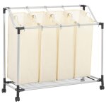 Vidaxl trieuse  linge avec 4 sacs crme acier