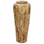 Vidaxl vase de d�coration 40 x 100 cm bois de teck solide