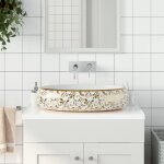 Vidaxl vasque � poser blanc et dor� ovale 59x40x15 cm c�ramique