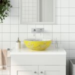 Vidaxl vasque � poser blanc et jaune rond ?41x14 cm c�ramique